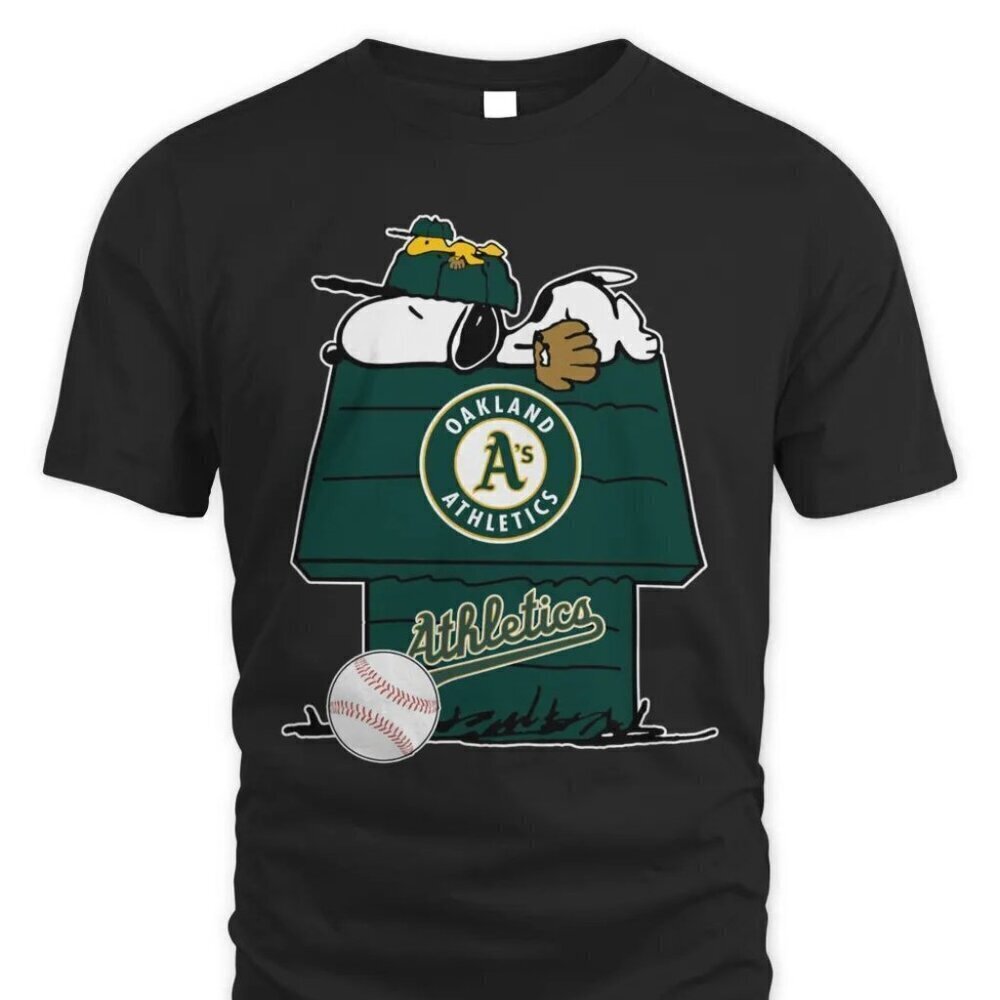 Oakland Athletics Snoopy Woodstock Baseball Graphic T-Shirt MLB Fan Game Day